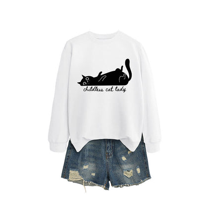 Plus Size Cute Cat Sweatshirt - White - 2XL - image 6