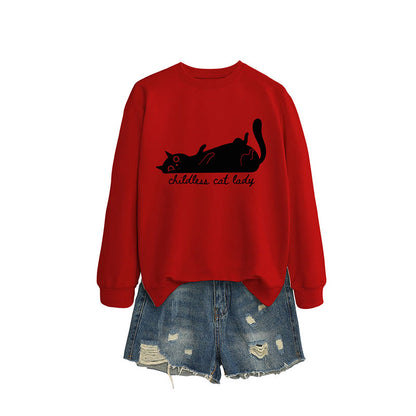 Plus Size Cute Cat Sweatshirt - Red - 2XL - image 2