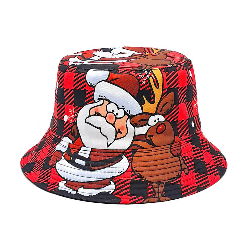 Plus Size Santa Claus Elk Bucket Hat - Red - One Size - image 0