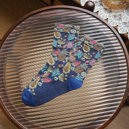 Fruit Print Quarter Socks(5 Pairs) - Navy Blue - EU36-40(US3-7) - image 7