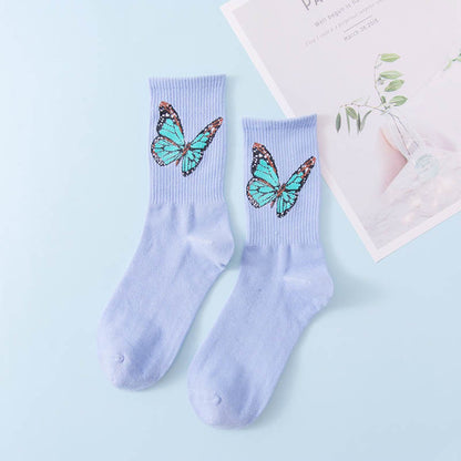 Butterfly Crew Socks(6 Pairs) - Blue - EU36-40(US3-7) - image 9