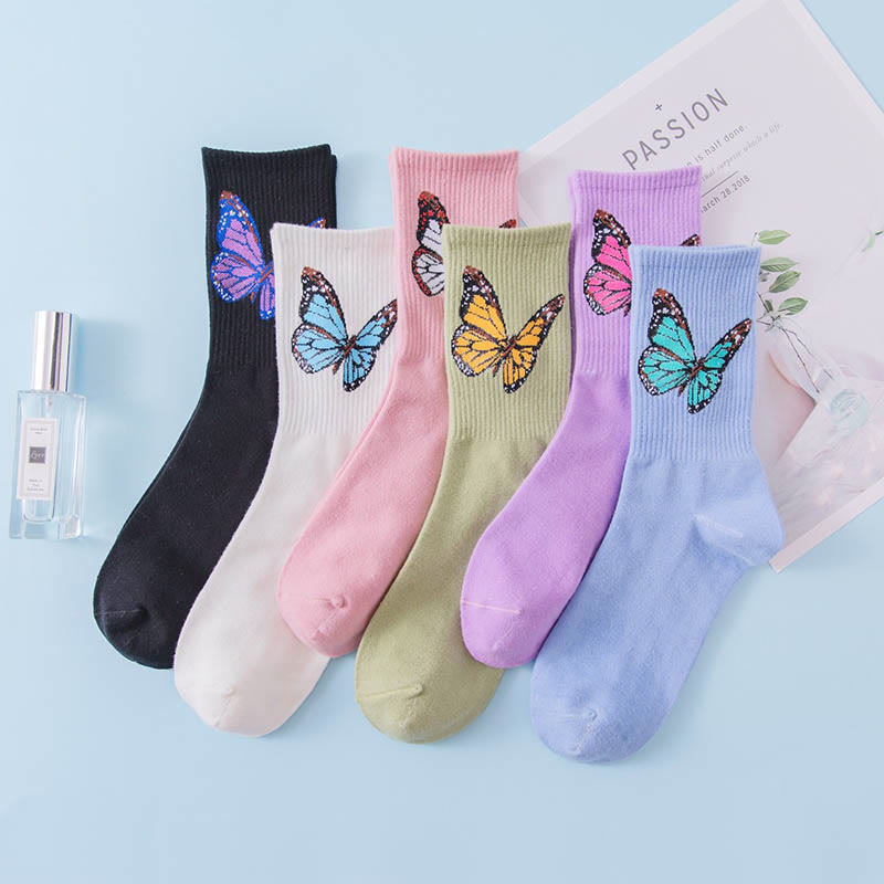 Butterfly Crew Socks(6 Pairs) - Multicolor - EU36-40(US3-7) - image 7