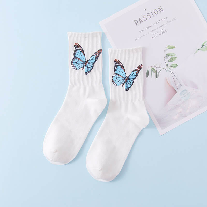 Butterfly Crew Socks(6 Pairs) - White - EU36-40(US3-7) - image 8