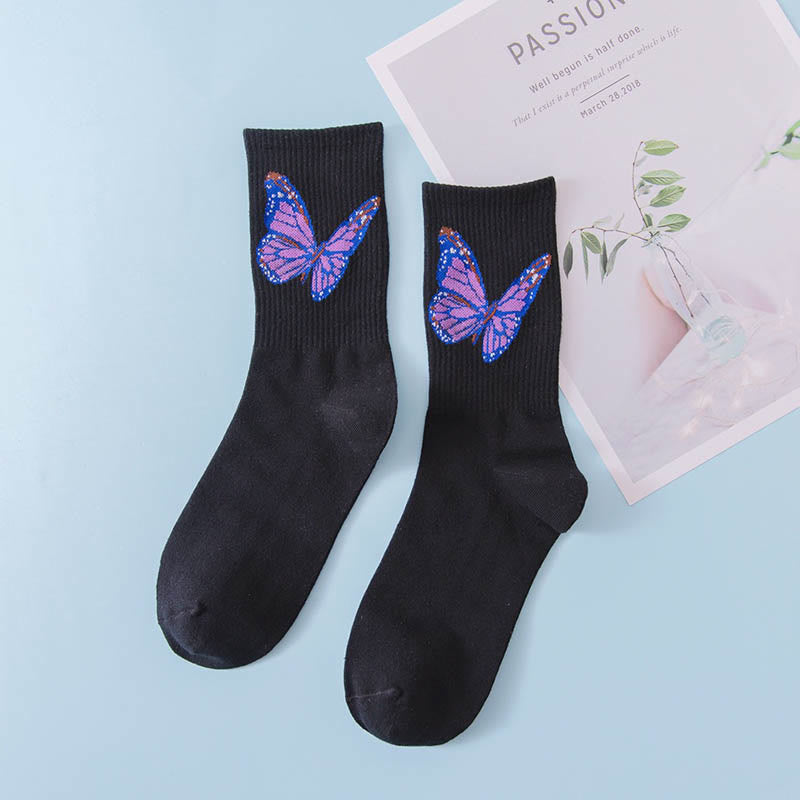 Butterfly Crew Socks(6 Pairs) - Black - EU36-40(US3-7) - image 13