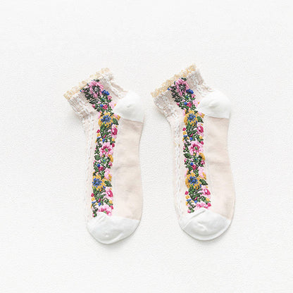 Vintage Lace Ankle Socks(5 Pairs) - White - EU36-40(US3-7) - image 10