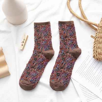 Plants Flowers Quarter Socks(5 Pairs) - Coffee - EU36-40(US3-7) - image 12