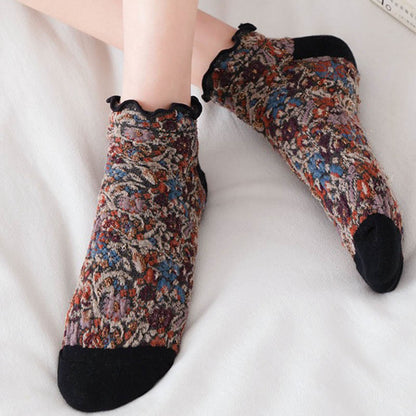College Style Florals Ankle Socks(5 Pairs) - image 3