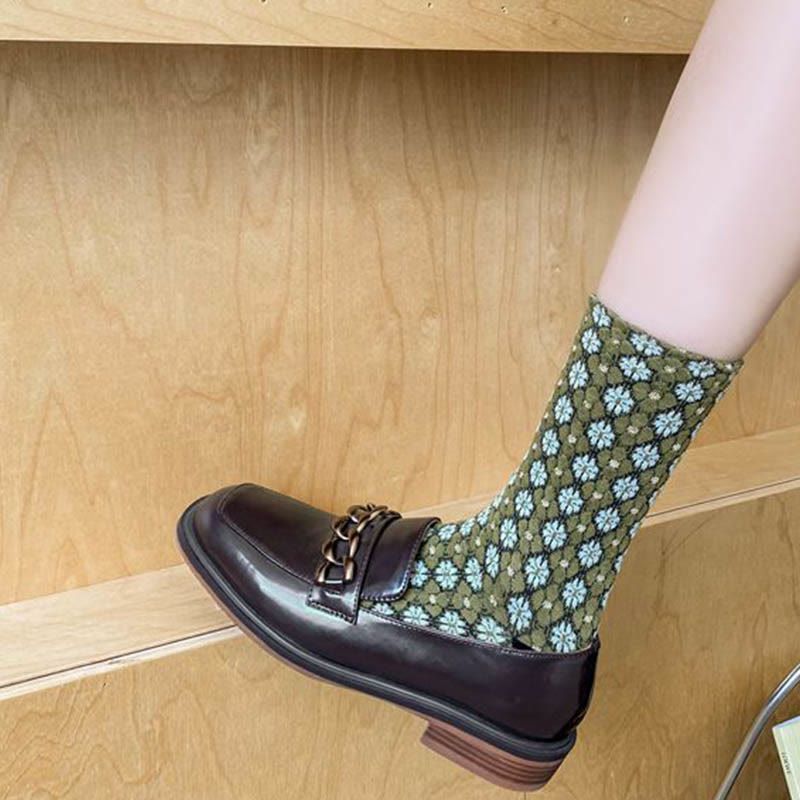 French Elegant Floral Quarter Socks(5 Pairs) - image 2