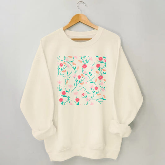 Plus Size Red Pink Flowers Sweatshirt - Apricot - 3XL - image 0