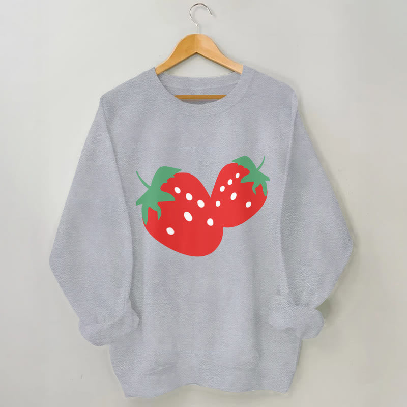 Plus Size Strawberry Sweatshirt - Grey - 3XL - image 1