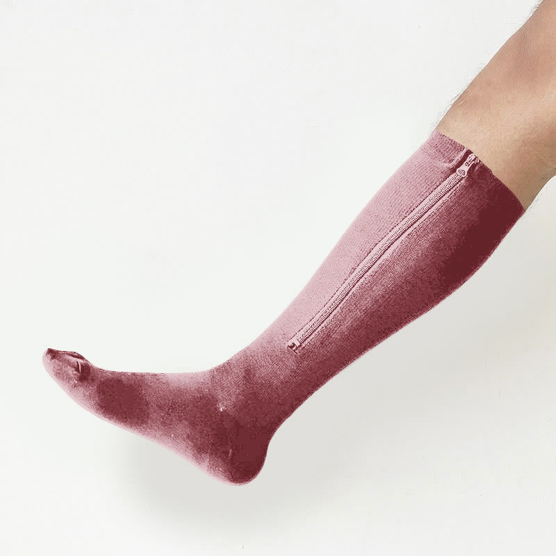 Plus Size Solid Color Zipper Compression Socks 2XL-7XL - image 1