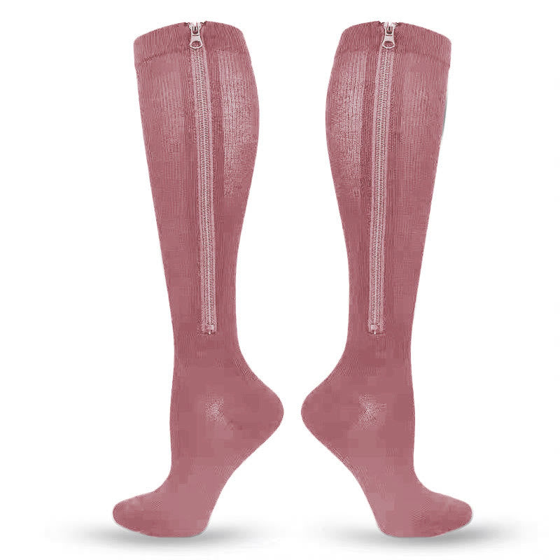 Plus Size Solid Color Zipper Compression Socks 2XL-7XL(3 Pairs) - image 3