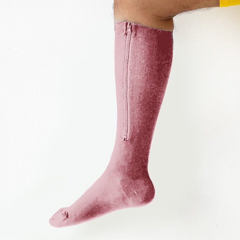Plus Size Solid Color Zipper Compression Socks 2XL-7XL - image 2