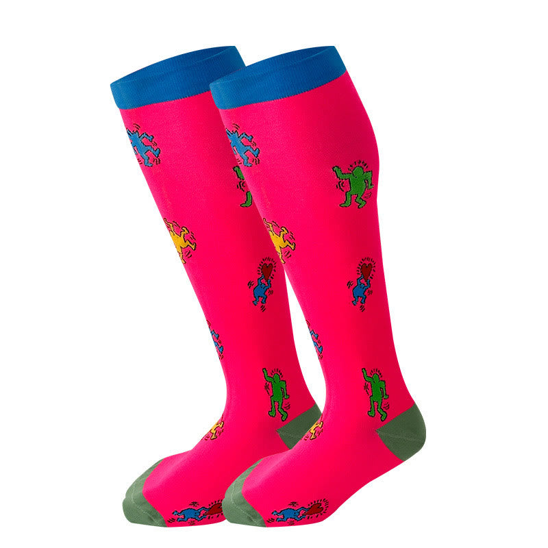 Plusock Plus Size Funny Pattern Compression Socks 2XL-7XL(3 Pairs) - Rose - 7XL - image 3