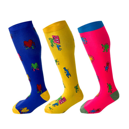 Plusock Plus Size Funny Pattern Compression Socks 2XL-7XL(3 Pairs) - Multicolor - 7XL - image 1