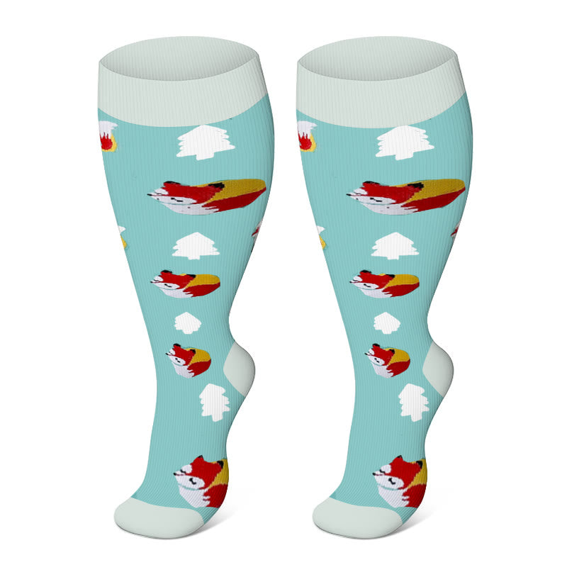 Plus Size Penguin Fox Compression Socks 2XL-7XL(3 Pairs) - image 7