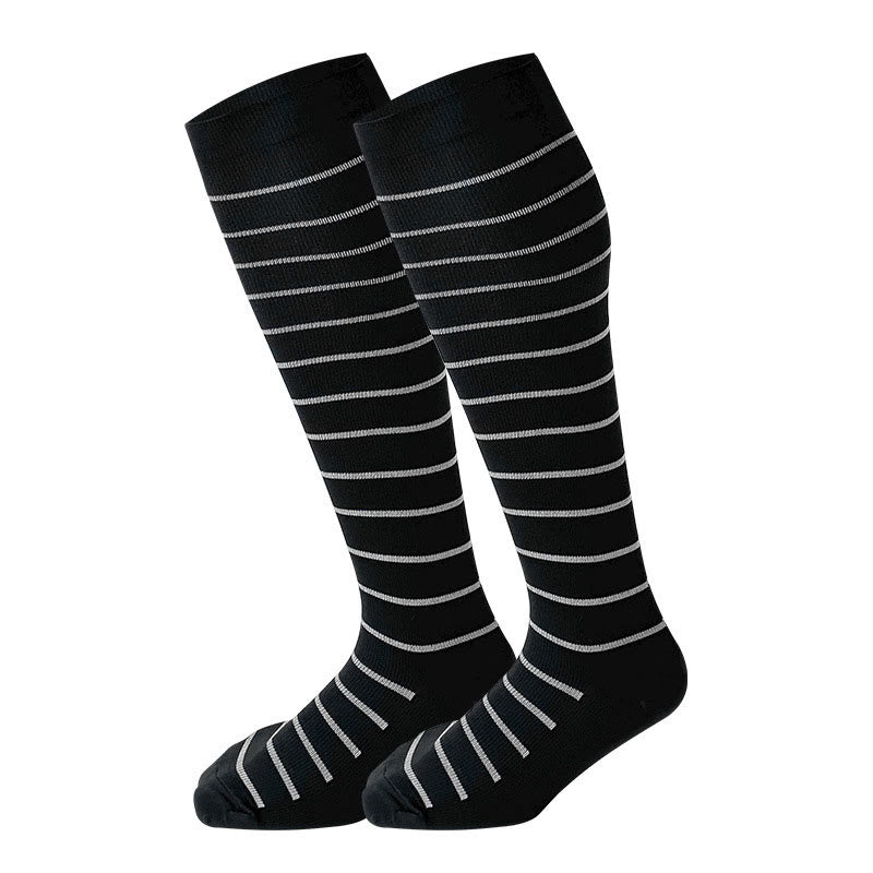 Plus Size Rhombus Compression Socks 2XL-7XL(3 Pairs) - Stripes - 7XL - image 4