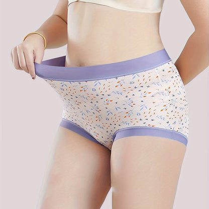 Plus Size Elegant Flowers Panty(4 Packs)