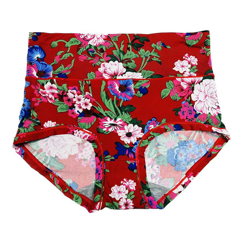 Plus Size Big Flowers Panty(4 Packs) - Red - XL - image 2
