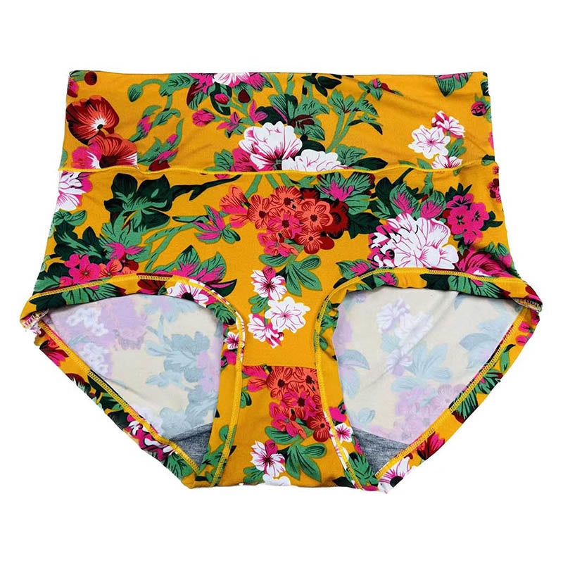 Plus Size Big Flowers Panty(4 Packs) - Yellow - XL - image 3