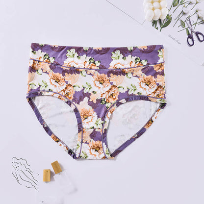 Plus Size Soft Flowers Panty(4 Packs) - Light Purple - 4XL - image 12