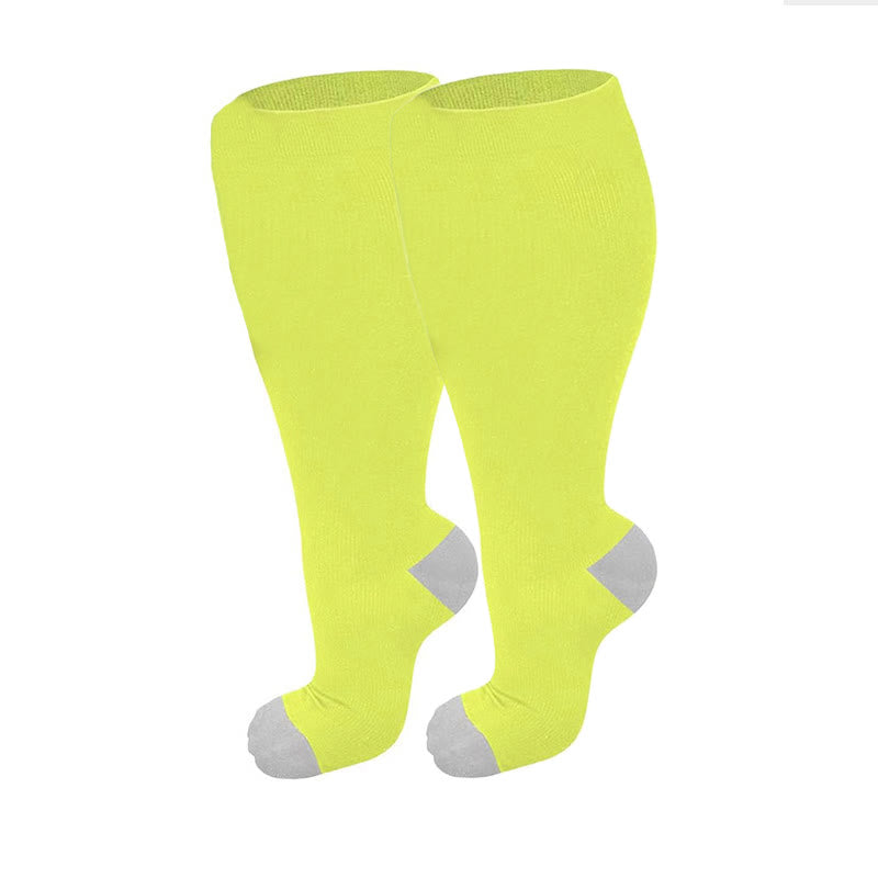 Plus Size Fluorescent Green Compression Socks - image 0