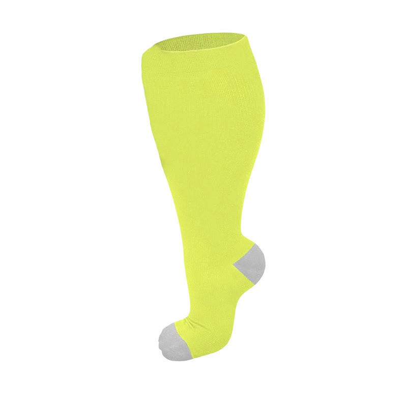 Plus Size Fluorescent Green Compression Socks - Green - 4XL - image 1