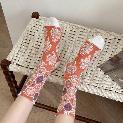 Retro Diamond Quarter Socks(5 Pairs)