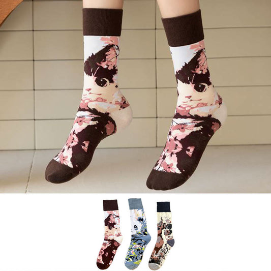 Cartoon Animals Quarter Socks(6 Pairs) - Multicolor - EU36-40(US3-7) - image 1