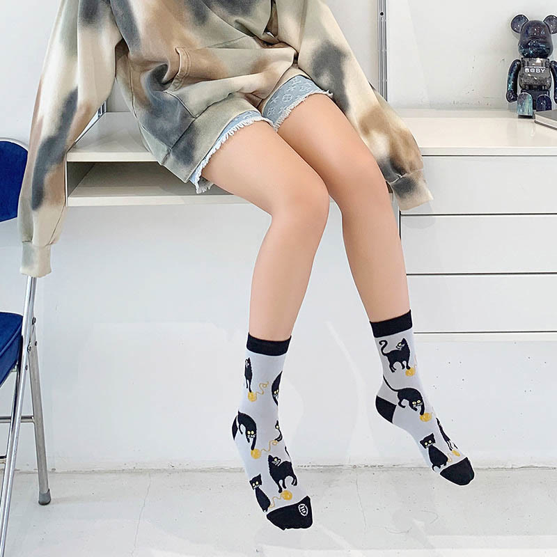 Cartoon Black Cat Quarter Socks(3 Pairs) - image 2