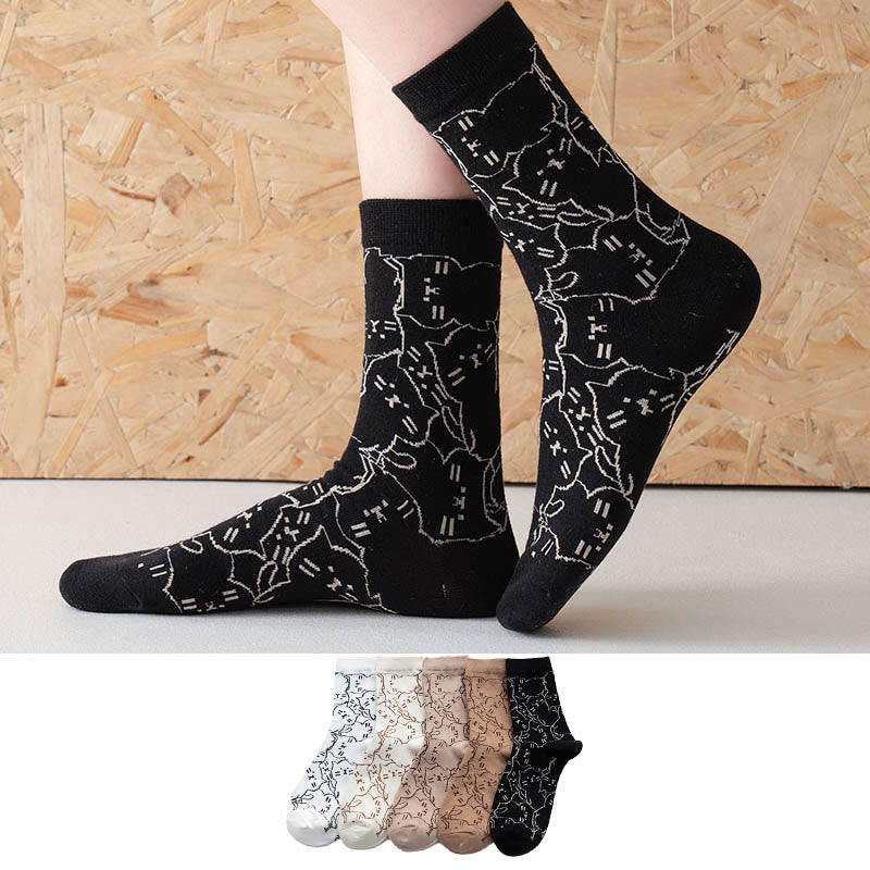 Line Cat Quarter Socks(5 Pairs) - image 2
