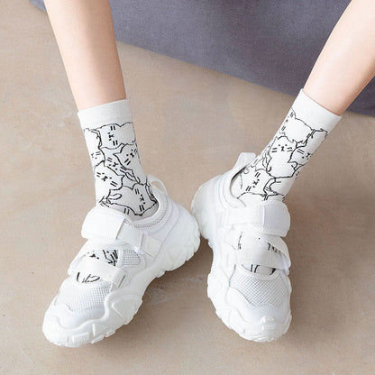 Line Cat Quarter Socks(5 Pairs) - image 6
