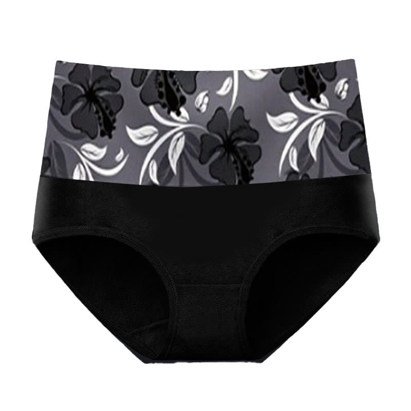 Pure Color Flowers Panty(3 Packs) - Black - 5XL - image 6