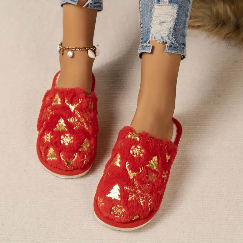 Plus Size Christmas Tree Slippers