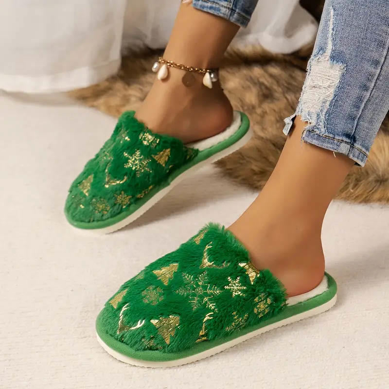 Plus Size Christmas Tree Slippers