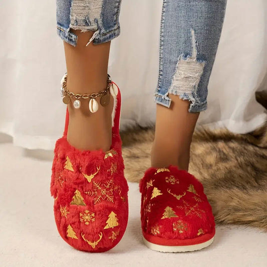 Plus Size Christmas Tree Slippers