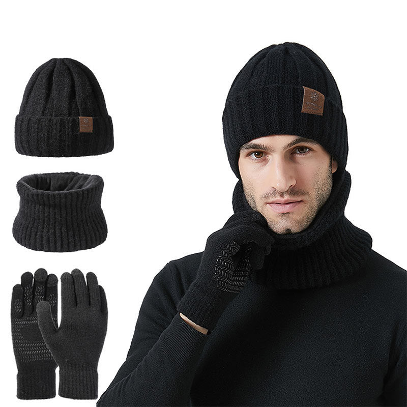 Fashionable Warm Gloves Beanie Scarf 3 In 1 Set - Black - One Size - image 15