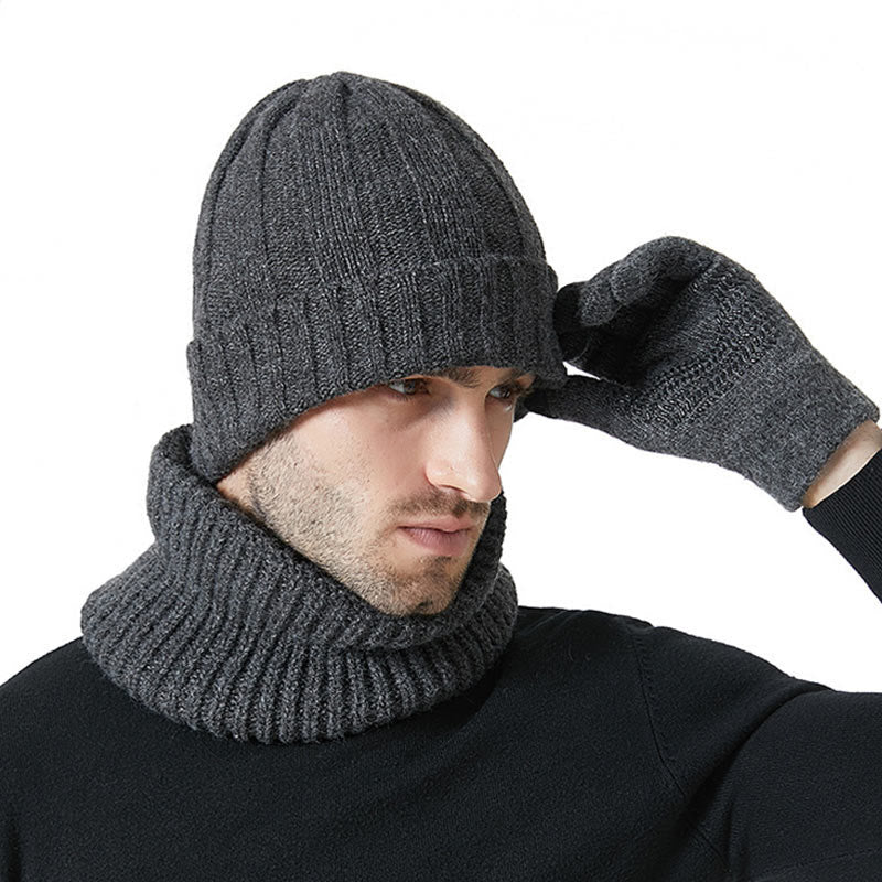 Fashionable Warm Gloves Beanie Scarf 3 In 1 Set - image 7