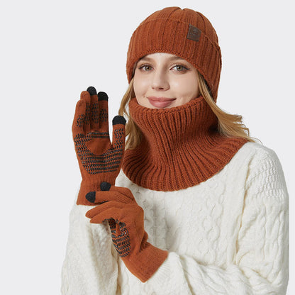 Fashionable Warm Gloves Beanie Scarf 3 In 1 Set - image 2