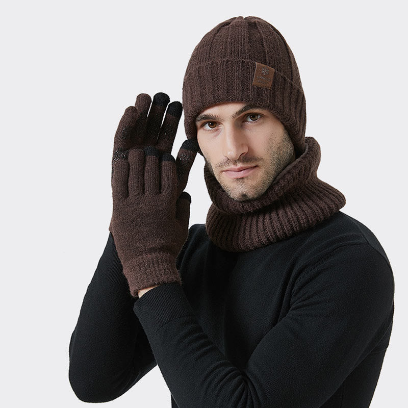 Fashionable Warm Gloves Beanie Scarf 3 In 1 Set - image 3