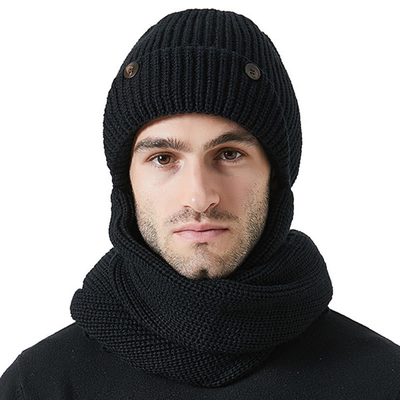  Ear Protection Beanie Scarf 2 In 1 Set - Black - One Size - image 1