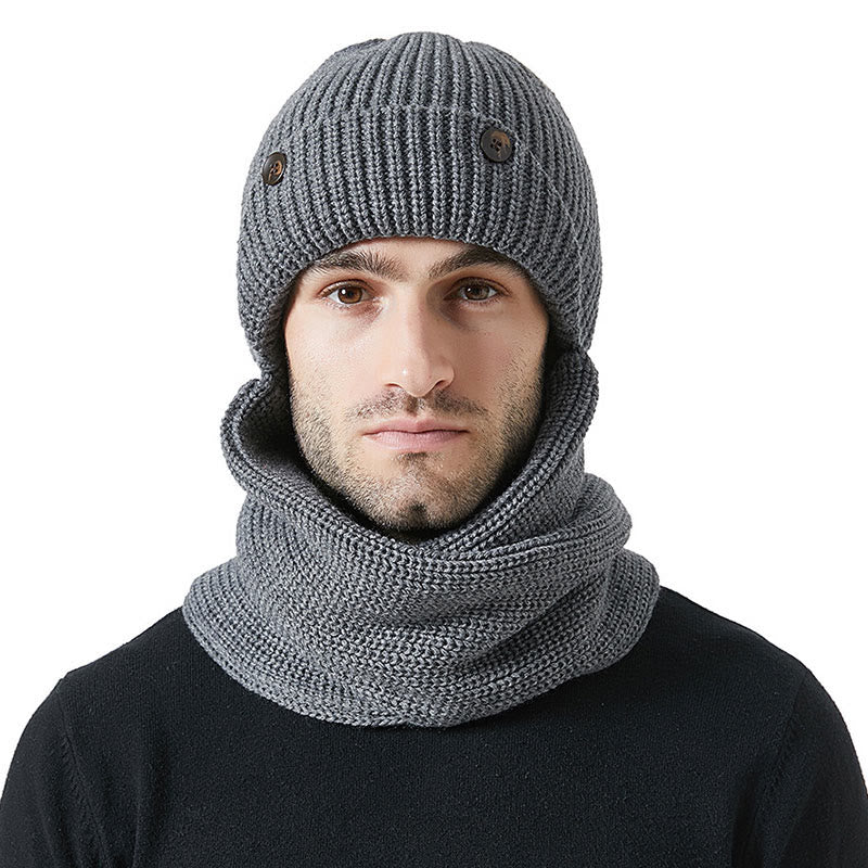  Ear Protection Beanie Scarf 2 In 1 Set - Grey - One Size - image 5