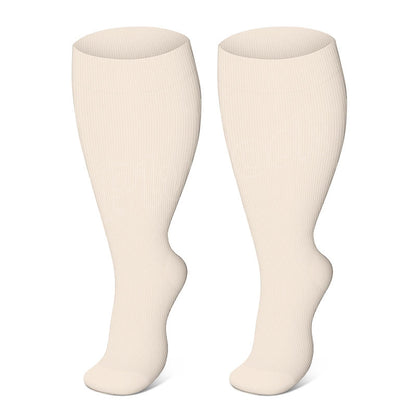 Plus Size Solid Color Compression Socks - Beige - 4XL - image 10