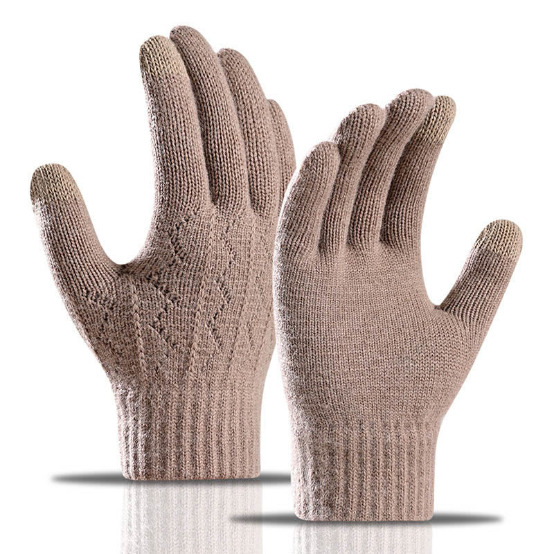 Jacquard Winter Warmth Gloves - Khaki - One Size - image 4