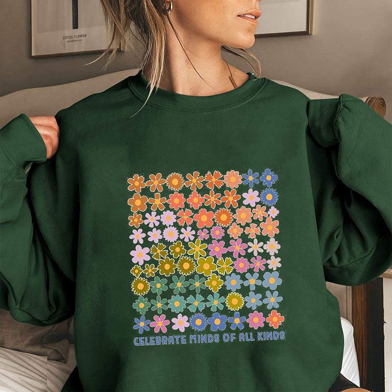 Plus Size Cute Flowers Sweatshirt - Dark Green - 3XL - image 4