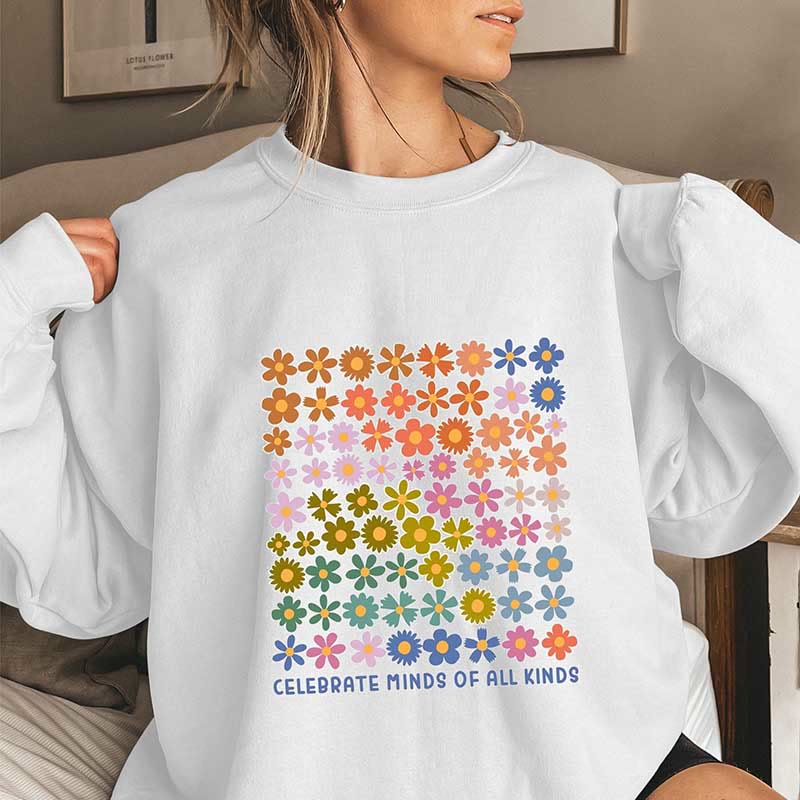 Plus Size Cute Flowers Sweatshirt - White - 3XL - image 2
