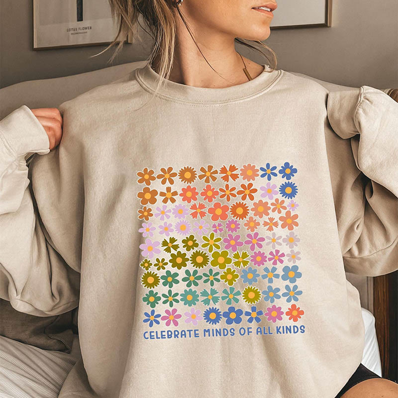 Plus Size Cute Flowers Sweatshirt - Khaki - 3XL - image 0