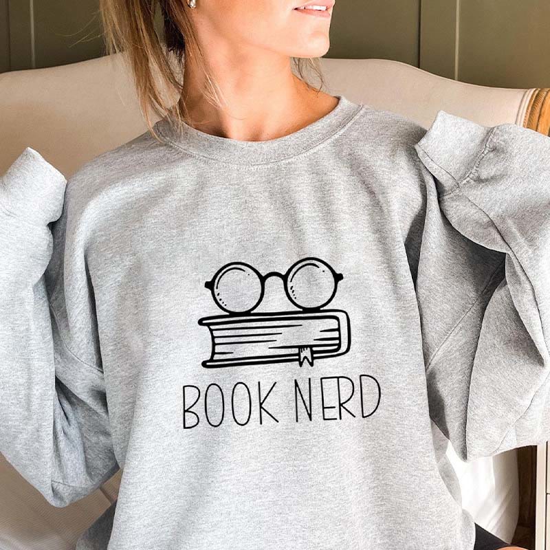 Plus Size Book Nerd Sweatshirt - Grey - 3XL - image 1