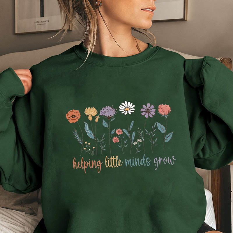 Plus Size Grow Flowers Sweatshirt - Dark Green - 3XL - image 5