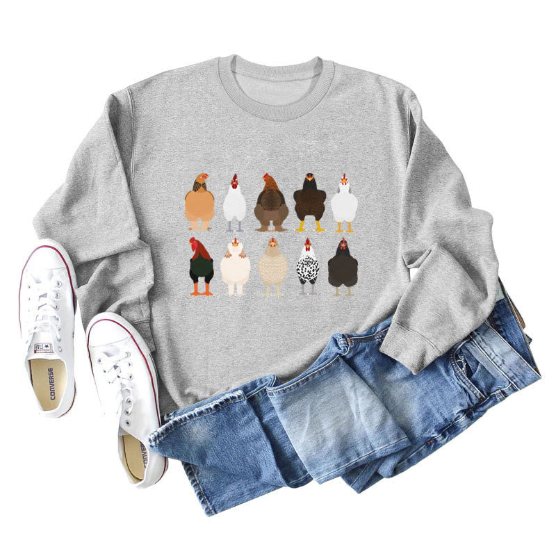 Plus Size Chick Print Sweatshirt - Grey - 2XL - image 3